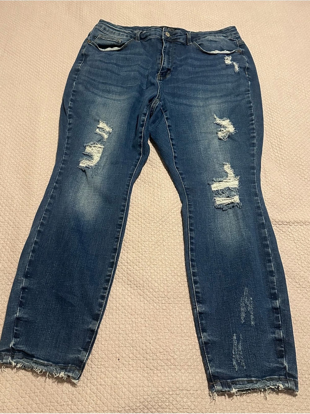 Women’s plus 20w Judy Blue Distressed Medium Blue Boyfriend skinny Jeans